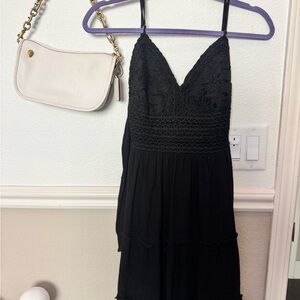Boot Barn Black Lace V-Neck Spaghetti Strap Dress